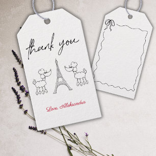 Paris Fransk Pudel Baby Shower Black Rosa Presentetikett