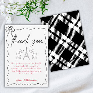 Paris Fransk Pudel Baby Shower Black Rosa Tack Kort