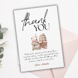 Paris Fransk Rosa Cafe Girly Baby Shower Tack Kort