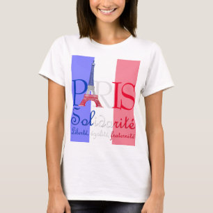 Paris franska flagga Eiffeltornet Solidarité Liber T-shirt