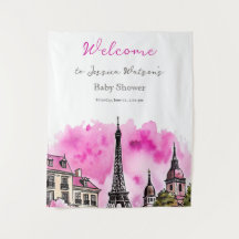 Paris Franska Hej Baby Rosa Svart Bebis Shower