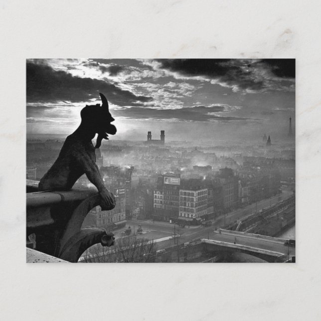 Paris Gargoyle 1920 Vykort (Framsida)