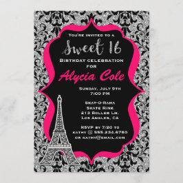 Paris Glam Sweet sixteen Födelsedagsfest inbjudan