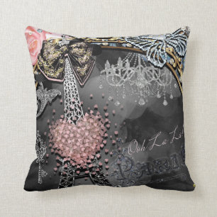 Paris Glamour Bling Gnista Frankrike Girly Trendig Kudde
