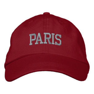 PARIS Grå Broderi på Röd Broderad Keps