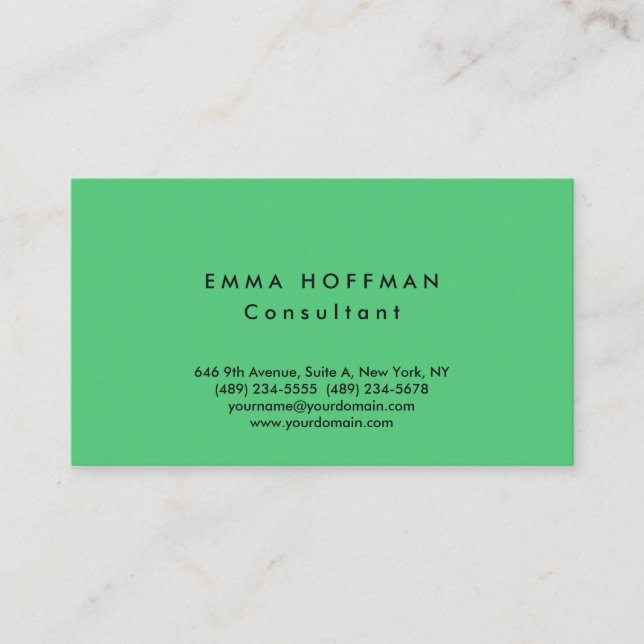 Paris Grönt Snyggt Plain Simple Classical Visitkort (Framsida)