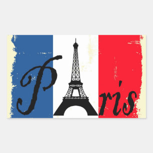 Paris grunge rektangulärt klistermärke
