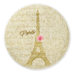 Paris guld- Eiffel torn & rosa roselegant Knopp