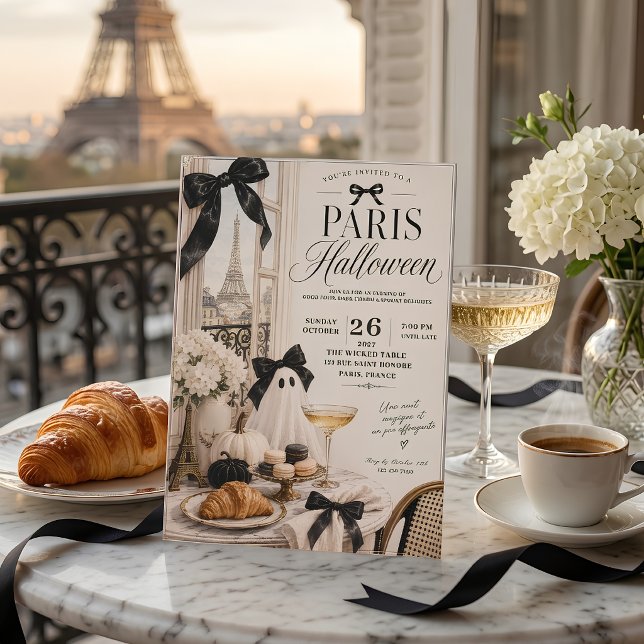 Paris Halloween-fest Invitation | Elegant Fransk  Julkort (Skapare uppladdad)