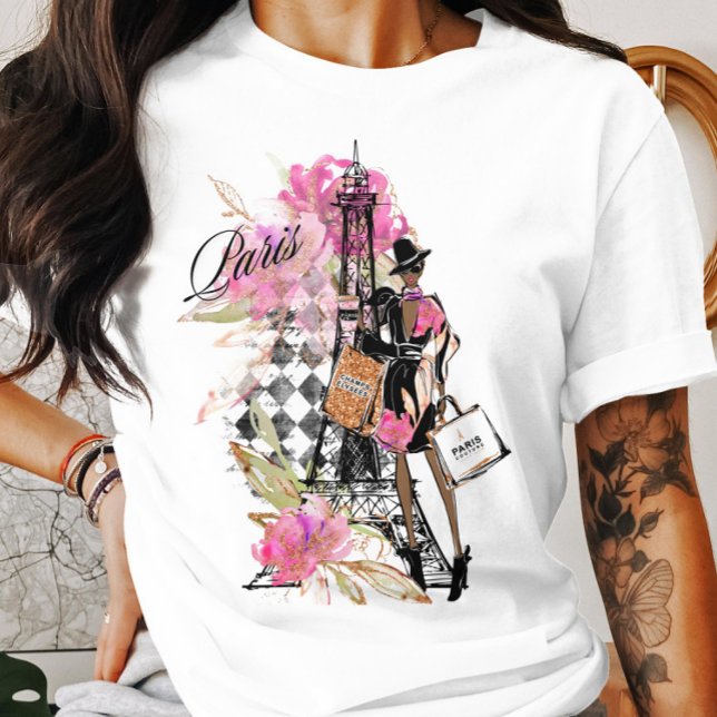 Paris Harlequin Shopping Girl T-Shirt (Skapare uppladdad)