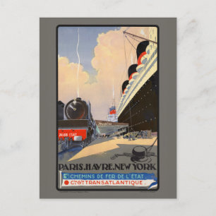 Paris Havre New York Frankrike Vintage affisch 193 Vykort