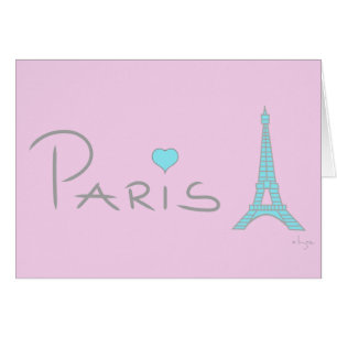 Paris Heart Eiffel Torn Hälsningskort