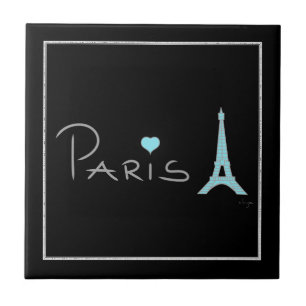 Paris Heart Eiffel Torn Kakelplatta