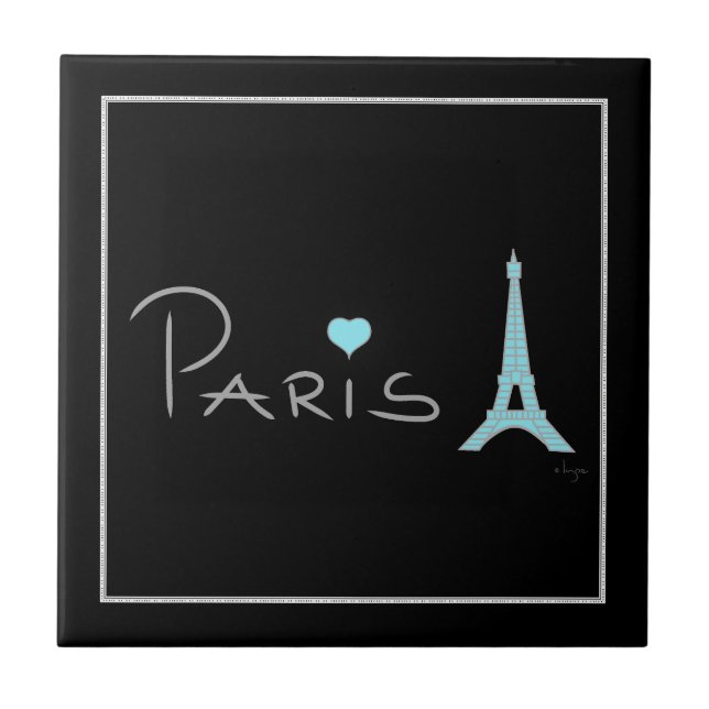 Paris Heart Eiffel Torn Kakelplatta (Framsidan)