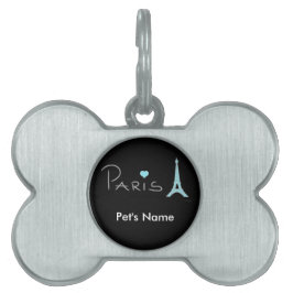 Paris Heart Eiffel Torn Namnbricka Husdjur