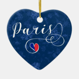 Paris Heart, Julgran Ornament, Frankrike Julgransprydnad Keramik