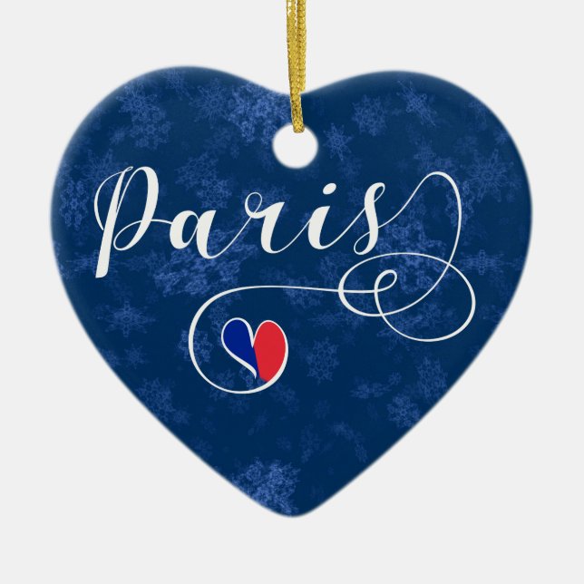 Paris Heart, Julgran Ornament, Frankrike Julgransprydnad Keramik (Framsidan)