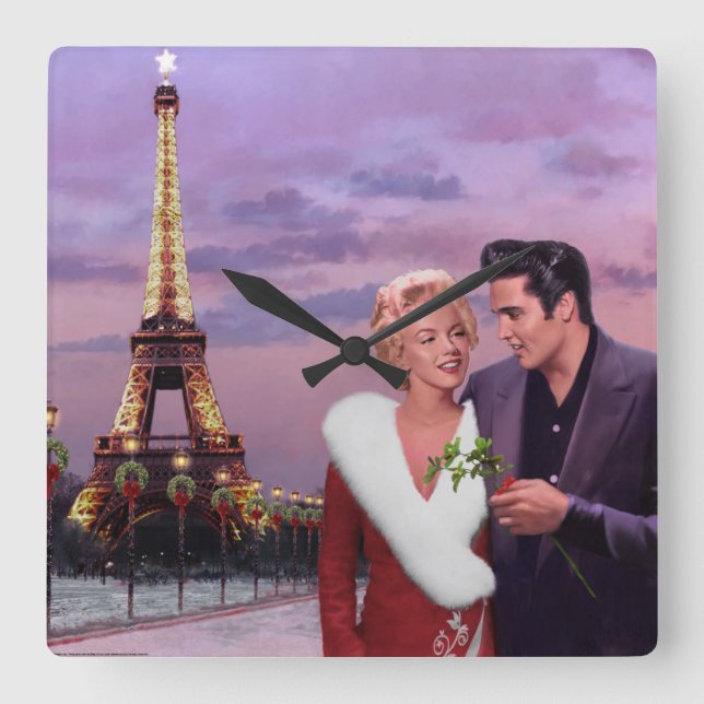 Paris Helgdag Fyrkantig Klocka (Framsida)
