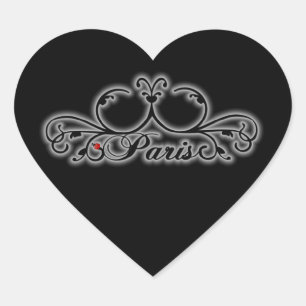 Paris Hjärtformade Stickers Hjärtformat Klistermärke