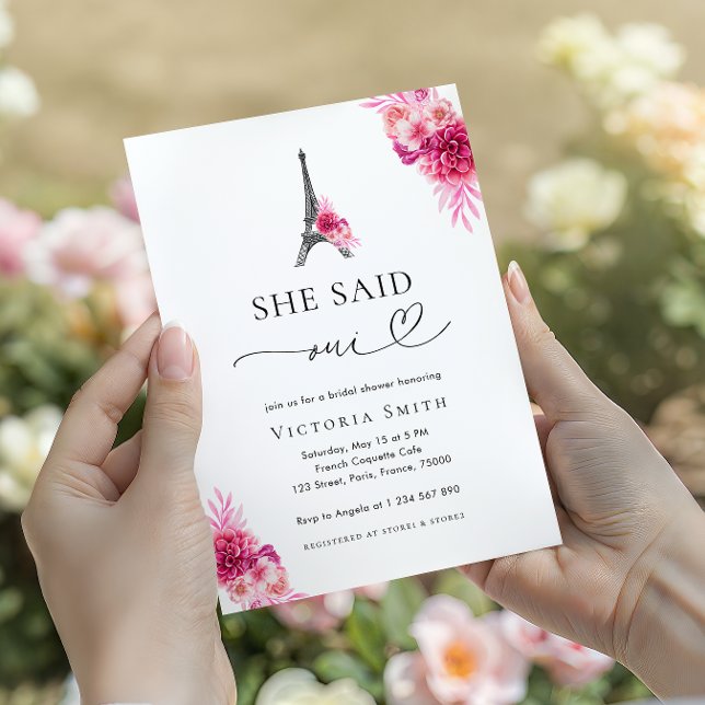 Paris Hon sa Oui Eiffel Torn Möhippa Inbjudningar (Skapare uppladdad)