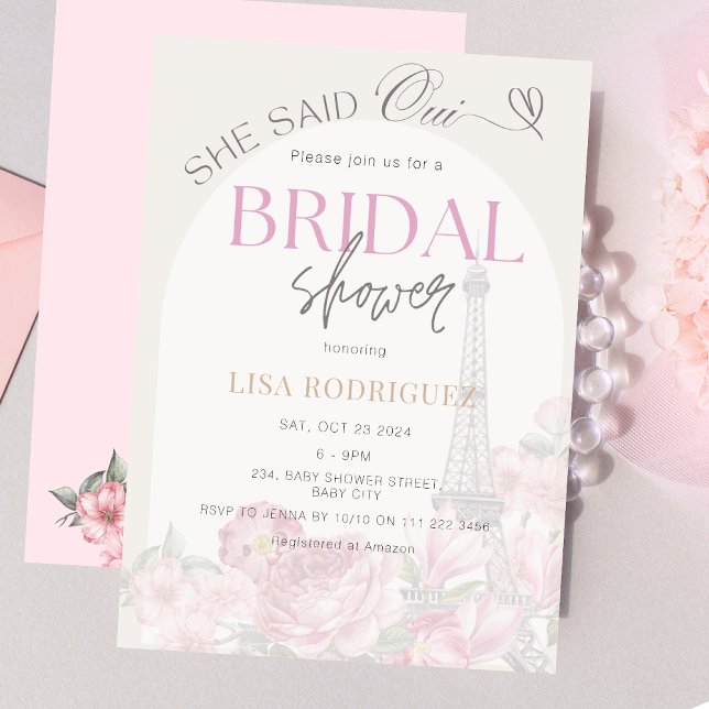 Paris Hon sa Oui Frankrike Möhippa Inbjudningar (She Said Oui Paris France Bridal Shower Invitation)