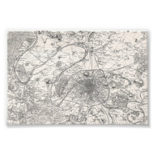 Paris huvudstad i Frankrike karta Fototryck