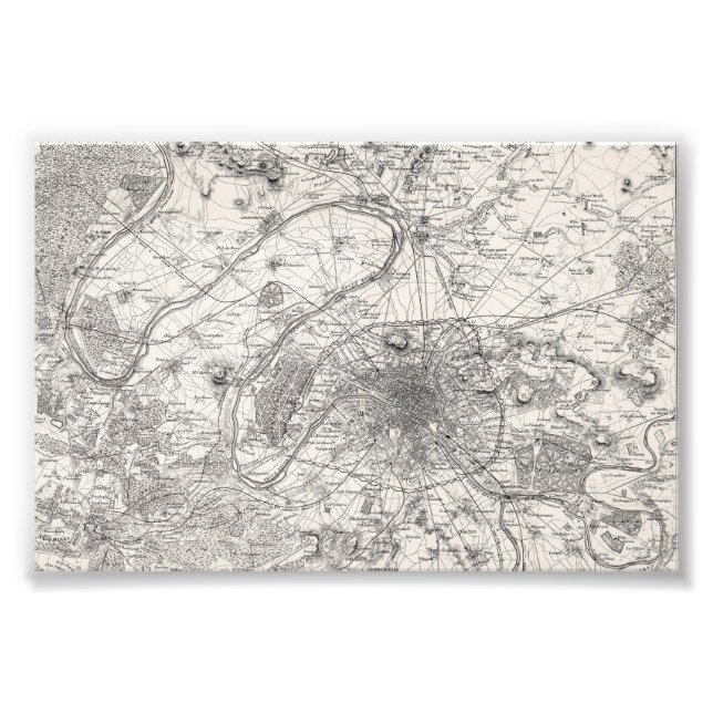Paris huvudstad i Frankrike karta Fototryck (Framsidan)
