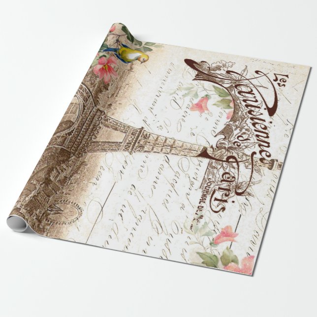 Paris i affisch för vår 60lb Decoupage Presentpapper (Utrullad)