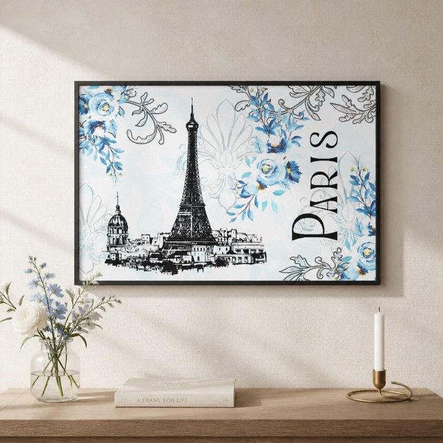 Paris i blå canvastryck (Skapare uppladdad)