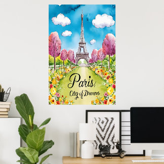 Paris i Bloom: en Dreamy Vår-dag Poster