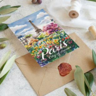 Paris i Bloom: En vattenfärgsdröm Vykort