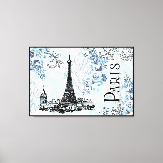 Paris i Blue Kanvastryck (Framsida)