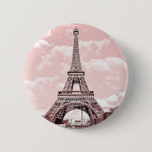 Paris i det rosa Eiffel torn Knapp