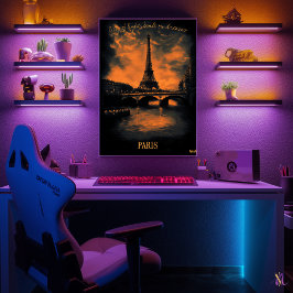Paris i Dusk - Charcol Monochrome Art - Elegant Poster