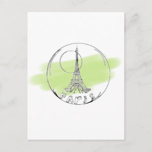paris i ett glas boll vykort