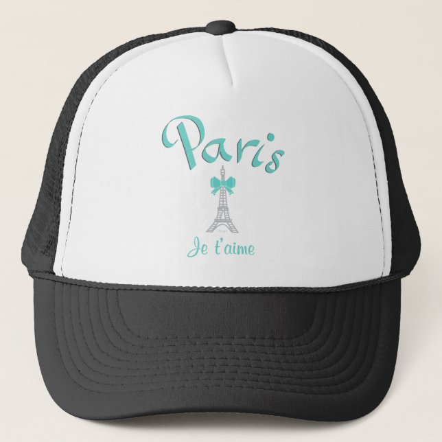 Paris I kärlek, du, Eiffel Torn, Aqua Truckerkeps (Framsida)