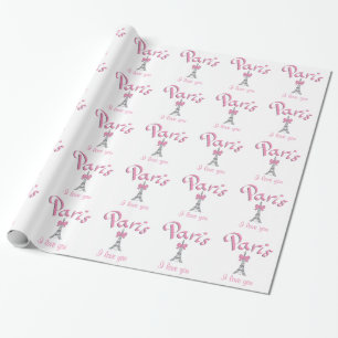 "PARIS I kärlek you" på rosa Presentpapper