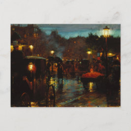 Paris i Night Kanvastryck Vykort