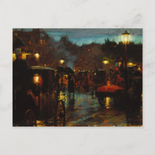 Paris i Night Kanvastryck Vykort
