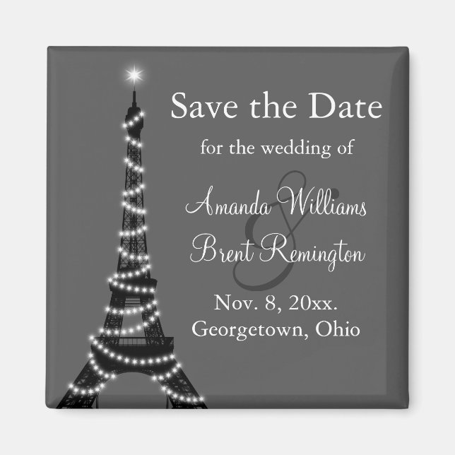 Paris i Night Spara datum magneter (Framsidan)