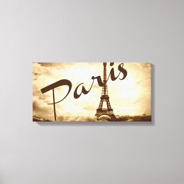 Paris i Sepia Wrapped Canvas (Framsida)