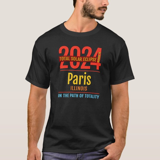 Paris Illinois IL Total Solar Eclipse 2024 4 Pre T Shirt (Framsida)