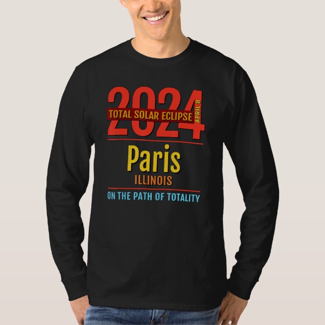 Paris Illinois IL Total solförmörkelse 2024 4 T Shirt (Framsida)