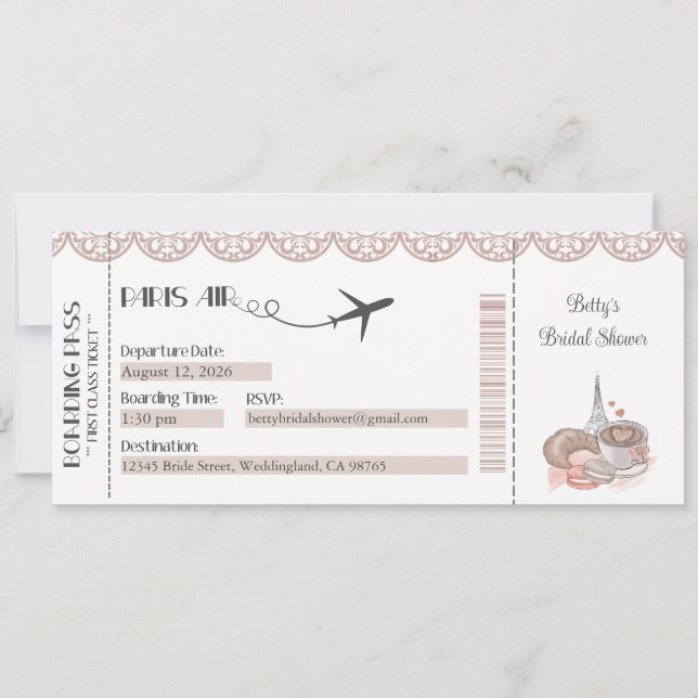 Paris-inbjudan, Paris-tema festinbjudan Inbjudningar (Framsida)