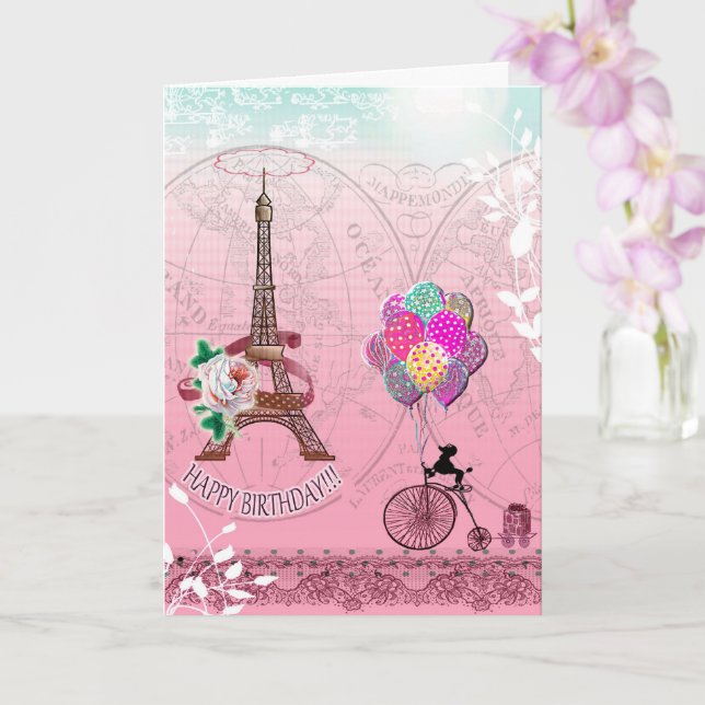 Paris Inspired Birthday Card Kort (Orkide)