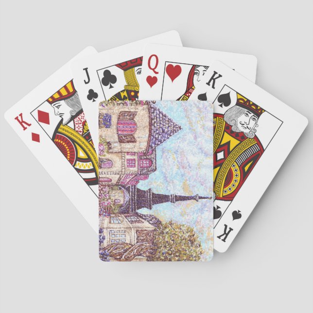 Paris Inspired Eiffel Torn PointillismSpelbil Casinokort (Baksidan)