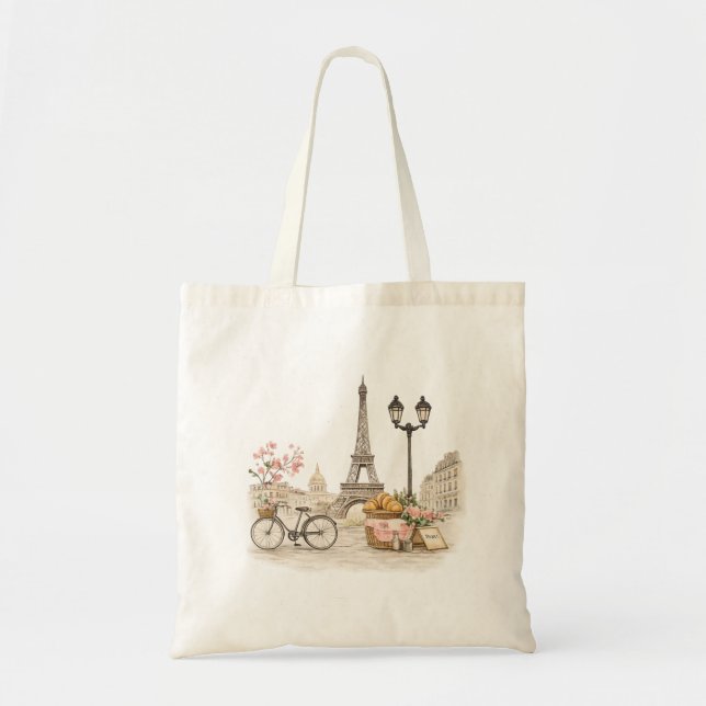 Paris Inspired French Tote Bag Tygkasse (Framsidan)
