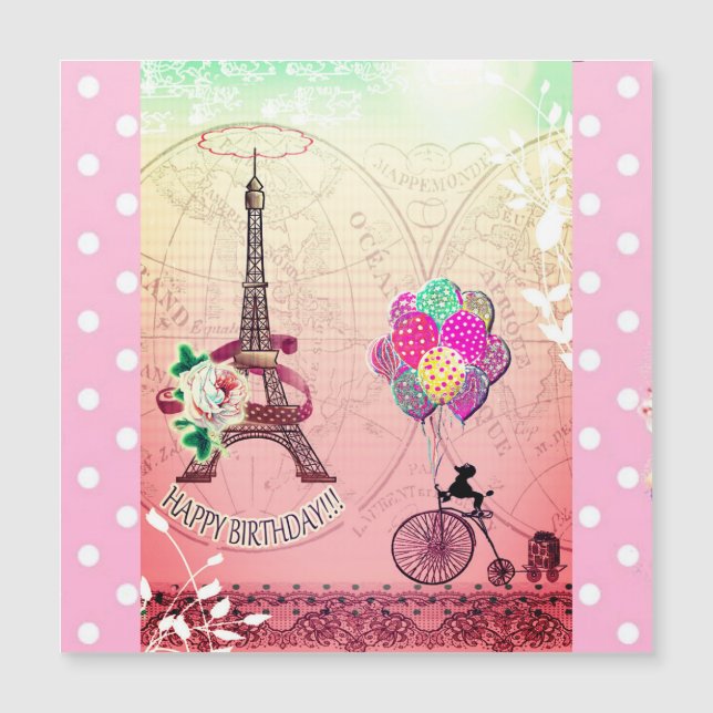 Paris Inspirerad Magnetisk Kort (Framsida)