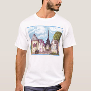 Paris inspirerade landskap med Eiffel Torn Shirt Tee