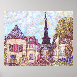 Paris inspirerade till pointillism med Eiffel Torn Poster